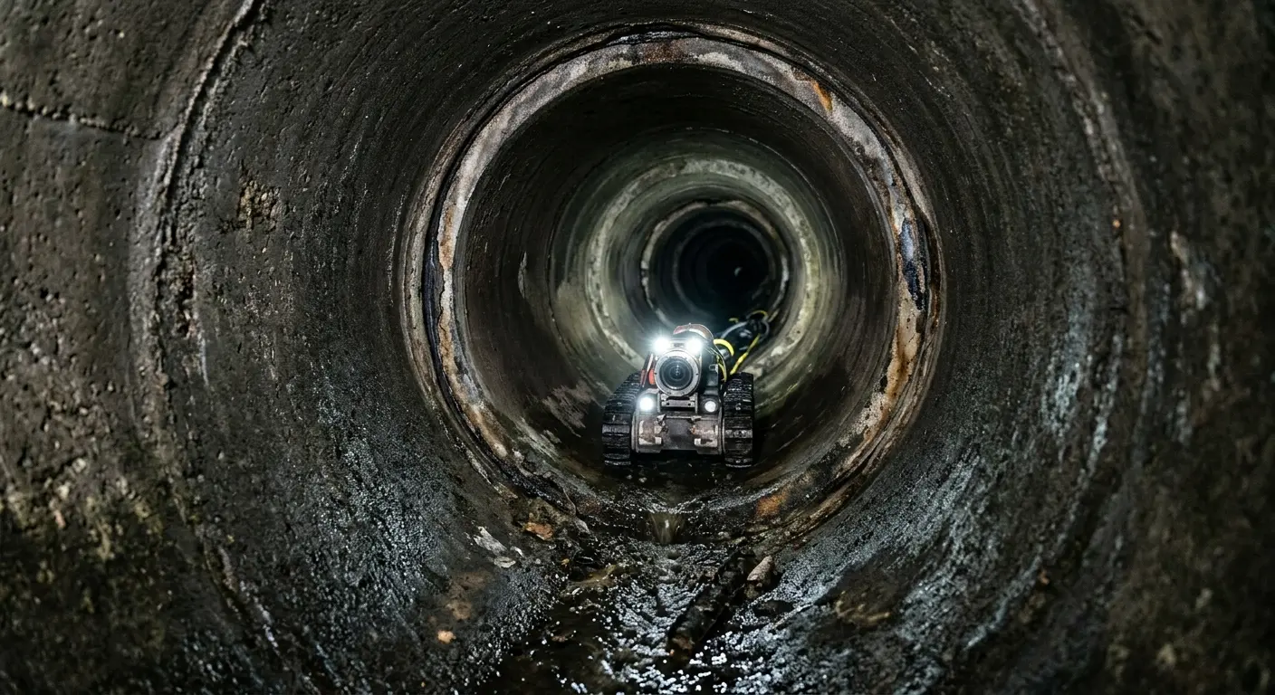 Robotic sewer camera inspecting pipe interior for Drain Snake Service in Martinsburg